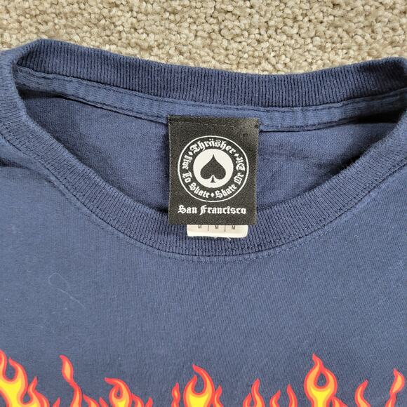 VTG Thrasher Magazine Burn it Down T-shirt M Blue Flame Logo Skateboard Graphic - Picture 5 of 13